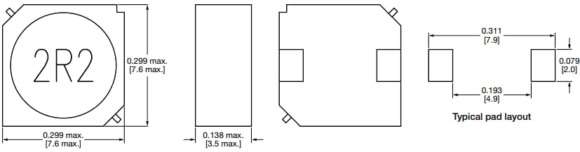 Technische Zeichnung - Vishay / Dale IDCS3014 Ferrit-Leistungsinduktivitäten